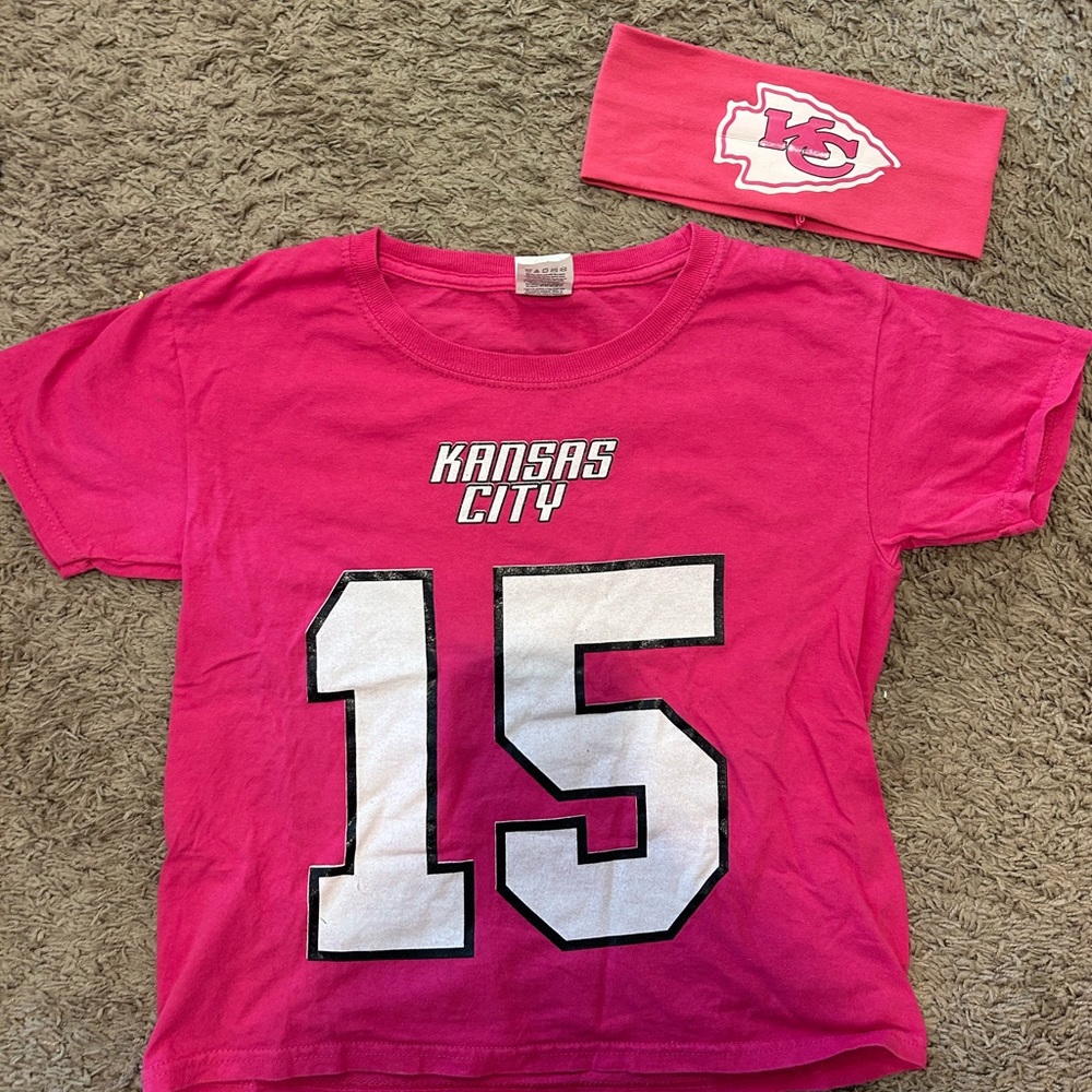 Kansas City chiefs pink t shirt & headband